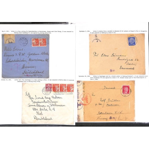 854 - World War Two. 1940-47 Covers including mail from or to Danish workers in Germany (14), from Danes i... 