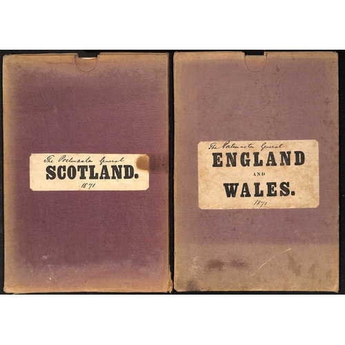 2 - 1871 General Post Office circular maps, for England and Wales, and for Scotland, the two maps in sep... 