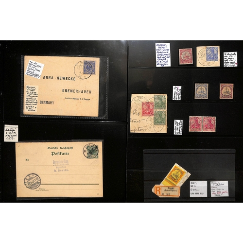 924 - 1897-1919 Mint and used stamps including first issue U.P.U printing 10pf - 5pf C.T.O, shades and mul... 