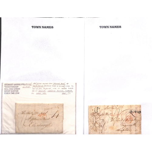 389 - 1744-1839 Entire letters and entires (47) and fronts (5) with town handstamps, straight line marks (... 