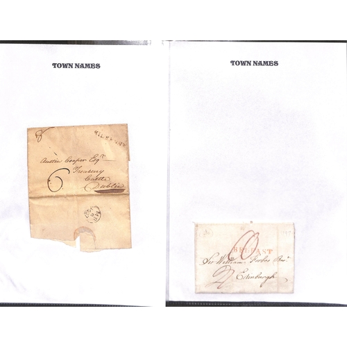 389 - 1744-1839 Entire letters and entires (47) and fronts (5) with town handstamps, straight line marks (... 