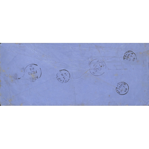 1042 - Somaliland. 1903 (Feb 22) Long cover from Lt. A.E Silvertop R.N, leader of the Marconi Detachment, t... 