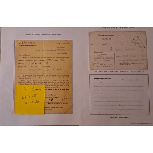 659 - 1939-44 Covers, cards and ephemera from Pte Albert Harris, 5th Battn The Buffs, including conscripti... 