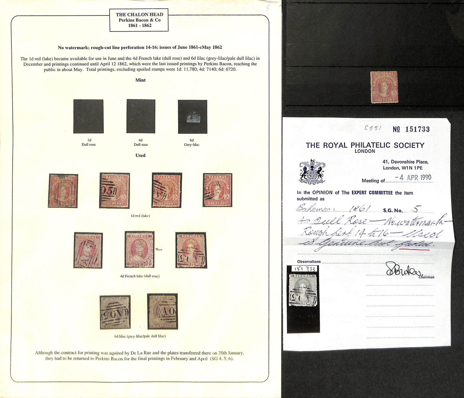 1861 1d - 6d, Rough perf 14 to 16, selection comprising 1d mint and ...