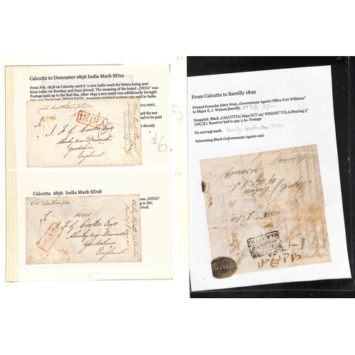 1815-56 Entire letters and entires (25) sent between India and G.B, or ...