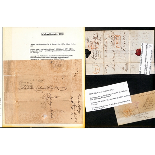 1815-56 Entire letters and entires (25) sent between India and G.B, or ...