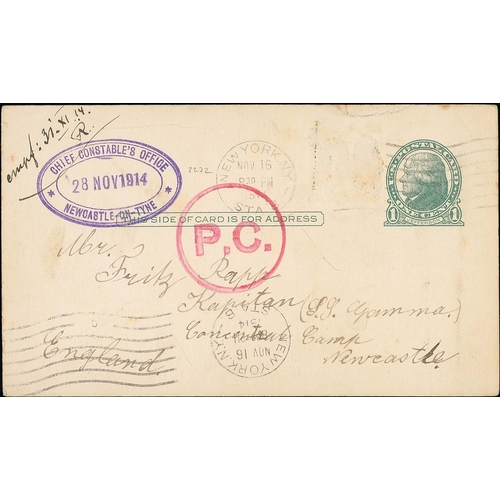 371 - 1914 (Sep. - Dec.) Covers and cards from (4) or to (3) P.O.Ws or internees comprising two covers fro... 