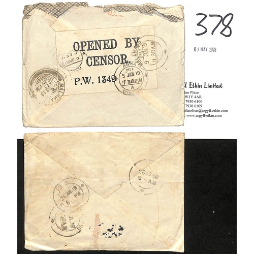 378 - Turkey - Royal Flying Corps.  1918 Stampless covers from J.W Blake, a Royal Flying Corps officer in ... 