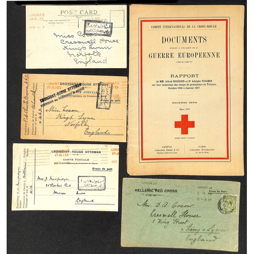 379 - Turkey/Egypt.  c.1916-18 Stampless postcards (4) and a cover from British P.O.Ws in Jozgad, Kastamun... 