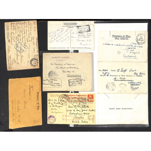 379 - Turkey/Egypt.  c.1916-18 Stampless postcards (4) and a cover from British P.O.Ws in Jozgad, Kastamun... 