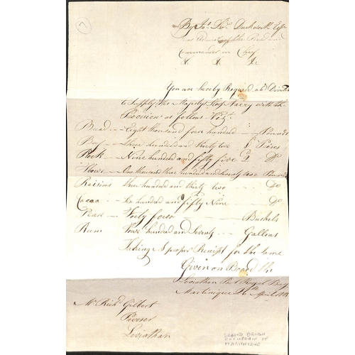 390 - Admiral Sir John Duckworth.  1801 Navy Office letter to Duckworth refusing him an allowance for a ho... 