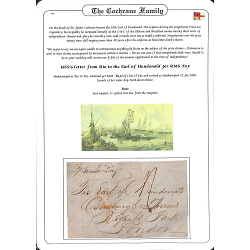 413 - Admiral Lord Cochrane.  1842 (Jan 17) Letter from Lord Cochrane, 10th Earl of Dundonald prepaid 1/- ... 