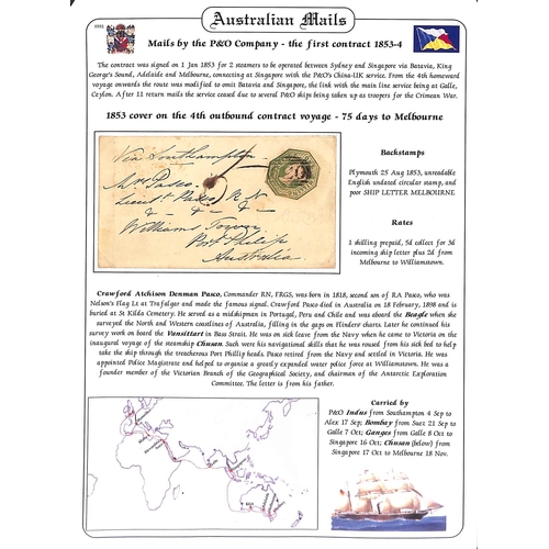 415 - 1847-53 Covers from G.B to Lieut. C.A Pascoe (son of Nelsons Flag Lt. at Trafalgar), comprising stam... 