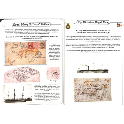 417 - 1849-81 Covers to naval ships comprising 1849 stampless cover from Worcester to 