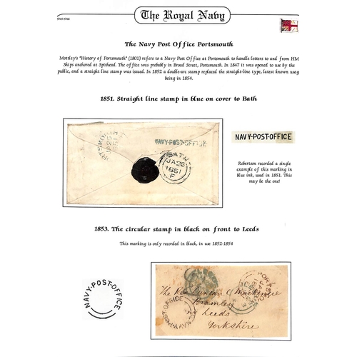 420 - Navy Post Office.  1851 (Jan 25) Cover from Portsmouth to Bath franked 1d (crossed by fold) backstam... 
