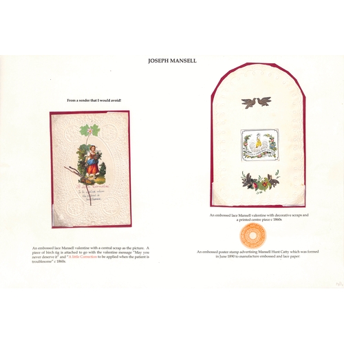 39 - c.1840-70 Valentine cards on pages illustrating the principal manufactures, comprising cards by Jose... 
