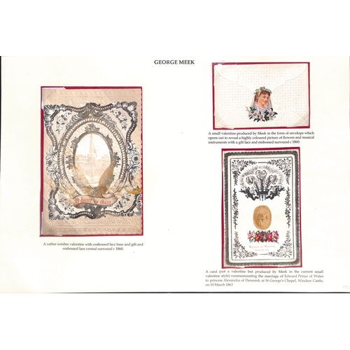 39 - c.1840-70 Valentine cards on pages illustrating the principal manufactures, comprising cards by Jose... 