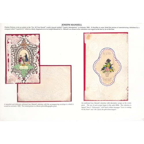39 - c.1840-70 Valentine cards on pages illustrating the principal manufactures, comprising cards by Jose... 