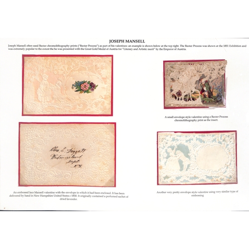 39 - c.1840-70 Valentine cards on pages illustrating the principal manufactures, comprising cards by Jose... 