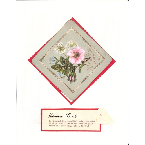 43 - c.1840-90 Valentine cards including early examples by Joseph Mansell with a mirror within a heavily ... 