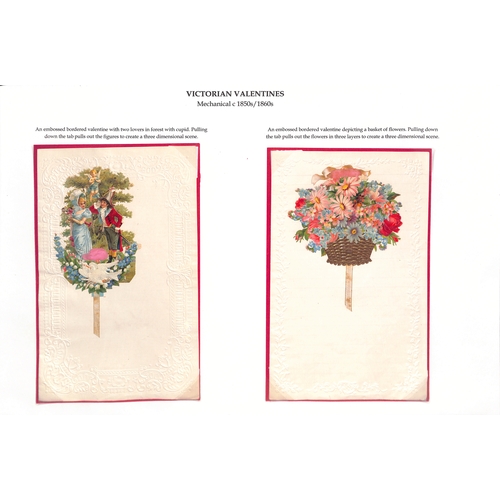 43 - c.1840-90 Valentine cards including early examples by Joseph Mansell with a mirror within a heavily ... 