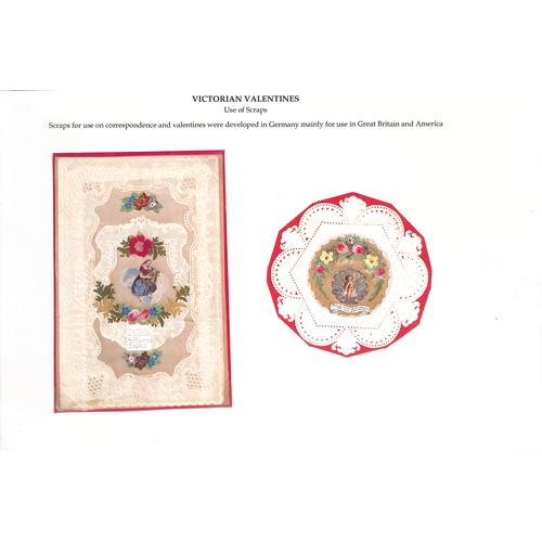 43 - c.1840-90 Valentine cards including early examples by Joseph Mansell with a mirror within a heavily ... 