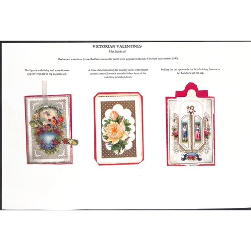 43 - c.1840-90 Valentine cards including early examples by Joseph Mansell with a mirror within a heavily ... 