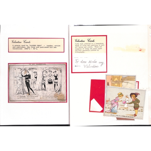 43 - c.1840-90 Valentine cards including early examples by Joseph Mansell with a mirror within a heavily ... 