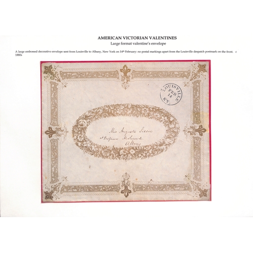 53 - U.S.A.  c.1850 Valentine envelopes, a large envelope superbly printed on both sides with flowers and... 