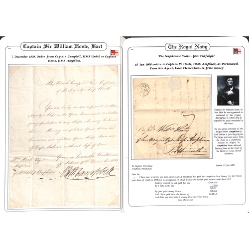 392 - Captain William Hoste.  1796-1812 Letters and orders, comprising 1796 (Dec 8) Certificate of Good Co... 