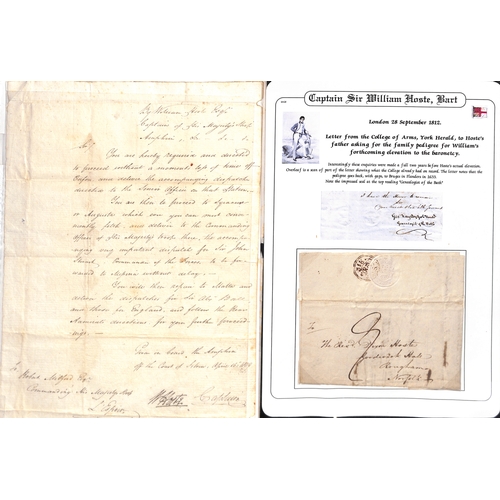 392 - Captain William Hoste.  1796-1812 Letters and orders, comprising 1796 (Dec 8) Certificate of Good Co... 