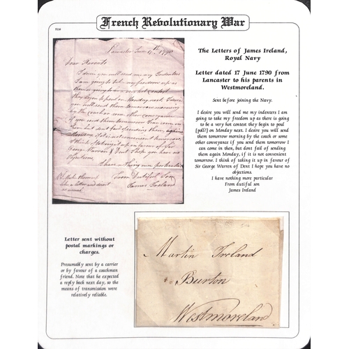 399 - 1790-96 Entire letters from James Ireland to his parents in Westmoreland comprising 1790 letter from... 