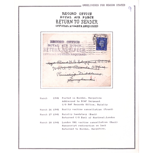 383 - 1941-47 Covers and cards to British or allied forces all returned or redirected with explanatory cac... 