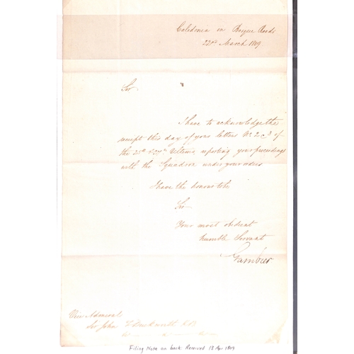 391 - Admiral James Gambier.  1809 (Mar 22) Letter from 