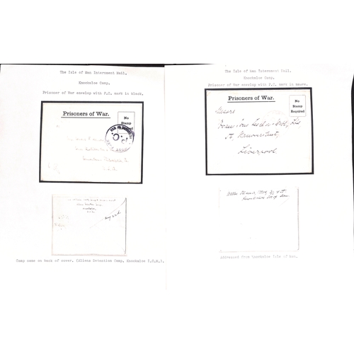 376 - Isle of Man - Knockaloe.  1915-18 Stampless P.O.W envelopes (33) and lettersheets (17), destinations... 