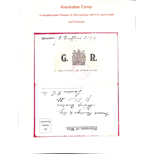376 - Isle of Man - Knockaloe.  1915-18 Stampless P.O.W envelopes (33) and lettersheets (17), destinations... 