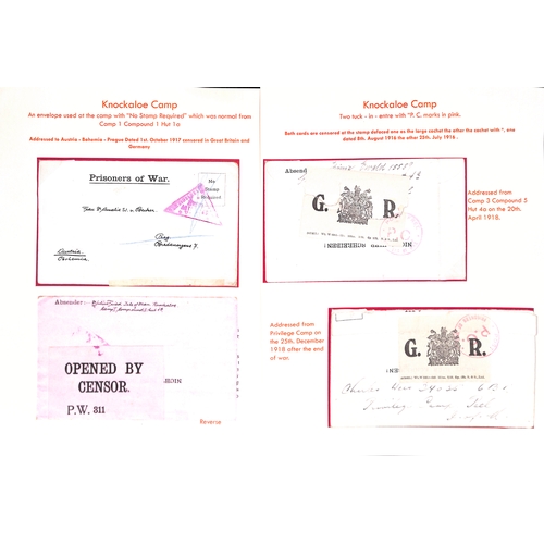 376 - Isle of Man - Knockaloe.  1915-18 Stampless P.O.W envelopes (33) and lettersheets (17), destinations... 