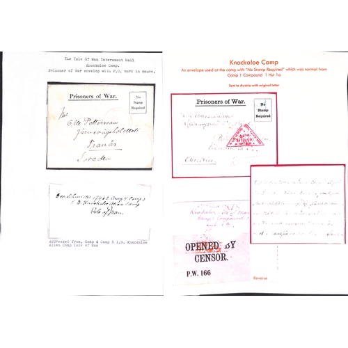 376 - Isle of Man - Knockaloe.  1915-18 Stampless P.O.W envelopes (33) and lettersheets (17), destinations... 