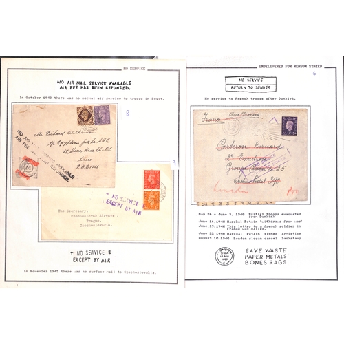 380 - 1940-47 Service Suspended, returned or detained covers and cards with various cachets including 1940... 