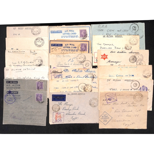 381 - 1939-46 Forces covers, from Aden, Middle East, Iceland (8), north Africa, Azores, G.B, Europe, U.S.A... 