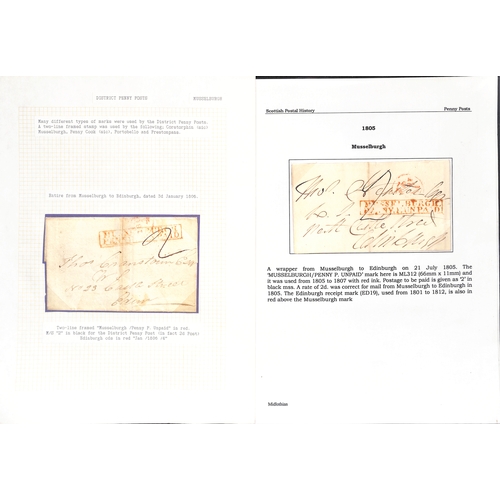 694 - Musselburgh.  1787-1890 Entire letters, covers and cards including fine 1787 