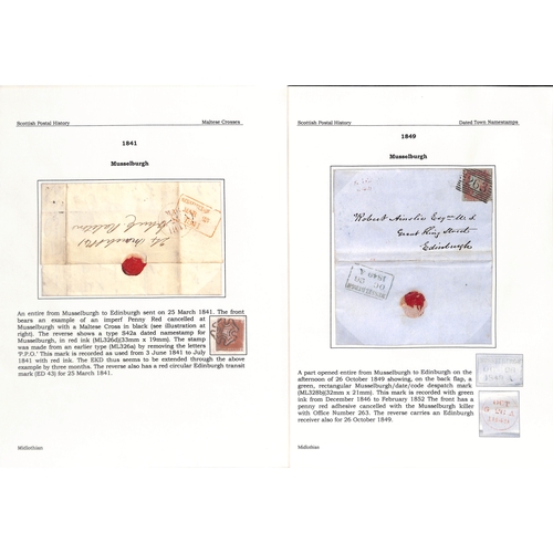 694 - Musselburgh.  1787-1890 Entire letters, covers and cards including fine 1787 