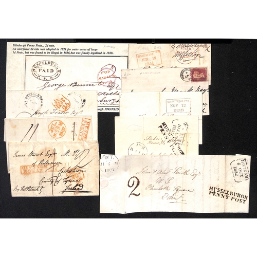 694 - Musselburgh.  1787-1890 Entire letters, covers and cards including fine 1787 