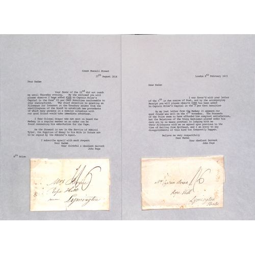 408 - 1814-29 Letters including 1816 letter from Cape Town to Scotland 