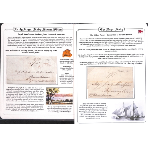 410 - 1830-35 Entire letters (6) and an entire carried on or addressed to early naval steam ships, compris... 