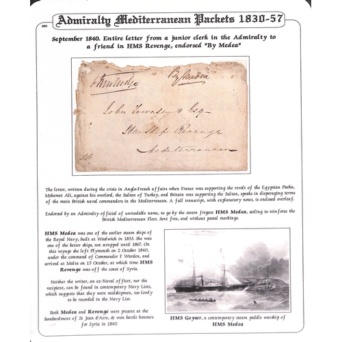 412 - 1840-52 Entire letters from Malta (3) or Alexandria to G.B or France, or G.B to Malta (2), all carri... 