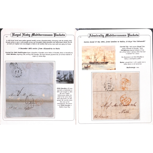 412 - 1840-52 Entire letters from Malta (3) or Alexandria to G.B or France, or G.B to Malta (2), all carri... 