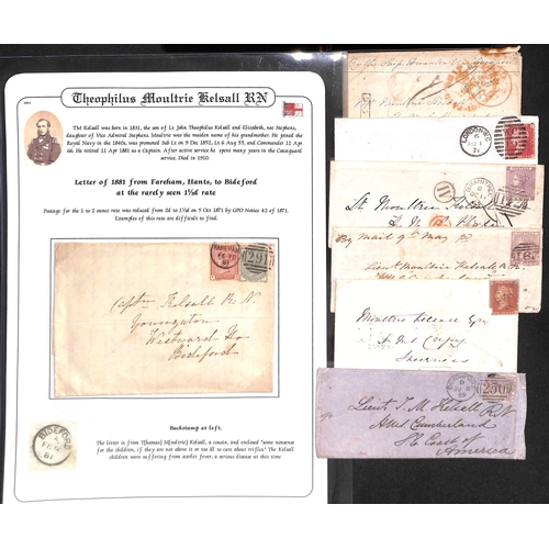 416 - 1847-81 Covers (letters enclosed) to Theophilus Moultrie Kelsall comprising 1847 stampless cover fro... 