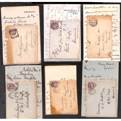 418 - 1851-1900 Covers, cards, letters and ephemera including official Admiralty envelopes to H.M.S 