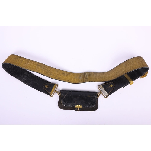18 - Post 1902 Territorial Artillery Officers Cross Belt and Pouch, black leather cross belt with gilt la... 